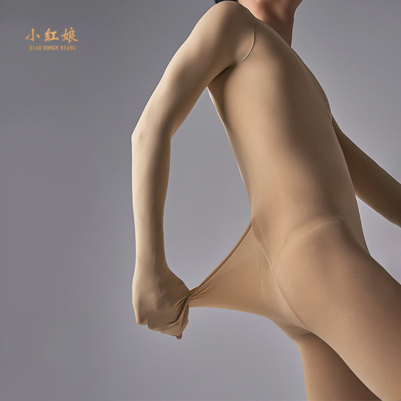男士禁欲系素色连体丝袜天鹅绒大腿根全包 指后脱式重口味情调款