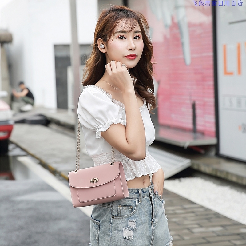 女包包2019新款时尚female bags 琐扣链条单肩斜挎包休闲手机包包|msdalam kategori Beg kulit/wanita/beg lelaki, beg Ms. - dari Buy2taobao.com untuk memberikan perkhidmatan ejen Taobao profesional membeli