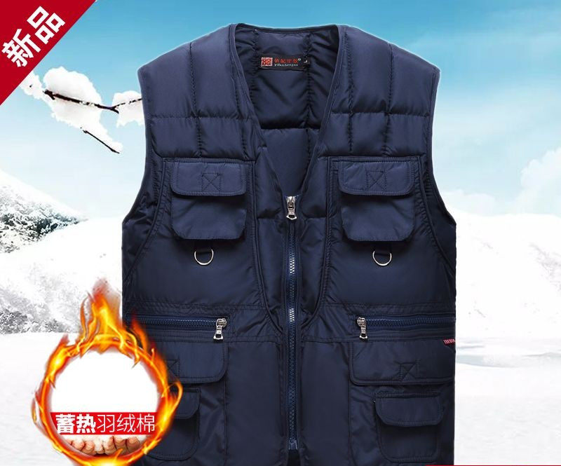 秋冬男士羽绒棉马甲保暖加厚中老年多口袋坎肩男内外穿爸爸装背心,男装,背心,淘宝优惠券,粉丝福利购,淘宝优惠卷