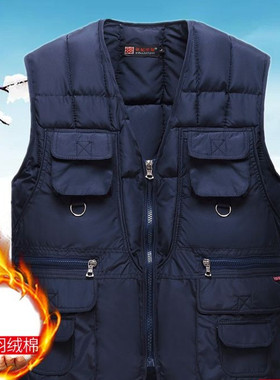 秋冬男士羽绒棉马甲保暖加厚中老年多口袋坎肩男内外穿爸爸装背心