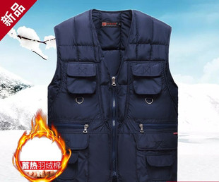 秋冬男士 背心 羽绒棉马甲保暖加厚中老年多口袋坎肩男内外穿爸爸装