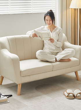 北欧棉麻布艺小户型卧室阳台出租屋单人公寓日式一米二两双人沙发