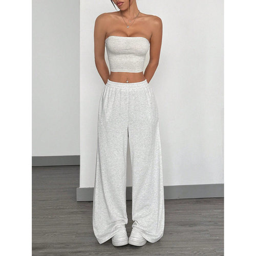 Solid color mid waist straight leg pants纯色中腰直筒长裤女