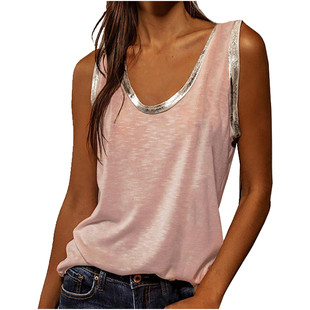 2022 Summer Women's Round Neck Loose Tank Top宽松背心上衣