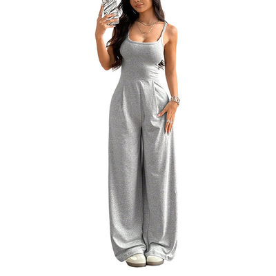 Women's suspender wide leg jumpsuit    女士吊带阔腿连体裤