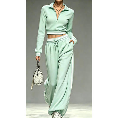 Striped hoodie and pants set for women 条纹卫衣长裤套装女