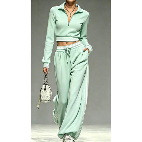 Striped hoodie and pants set for women 条纹卫衣长裤套装女