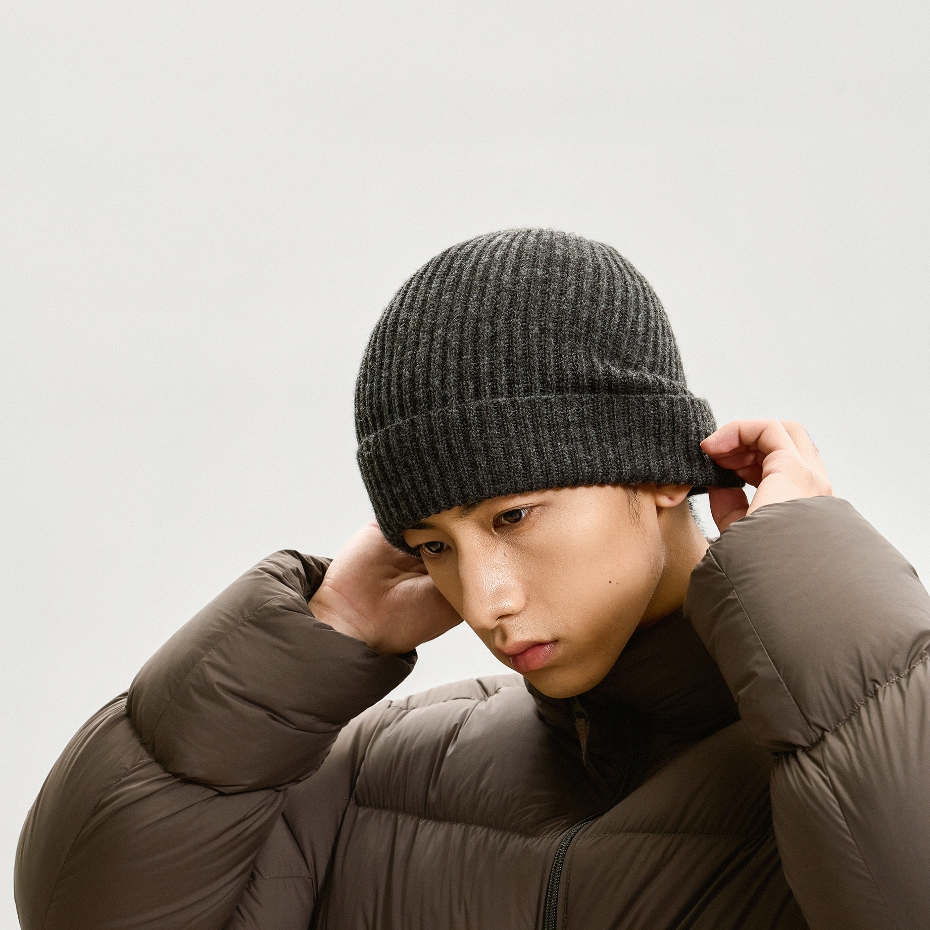 UTIMUS羊毛冷帽30%羊毛秋冬防风保暖毛线帽子显头小纯色男女情侣