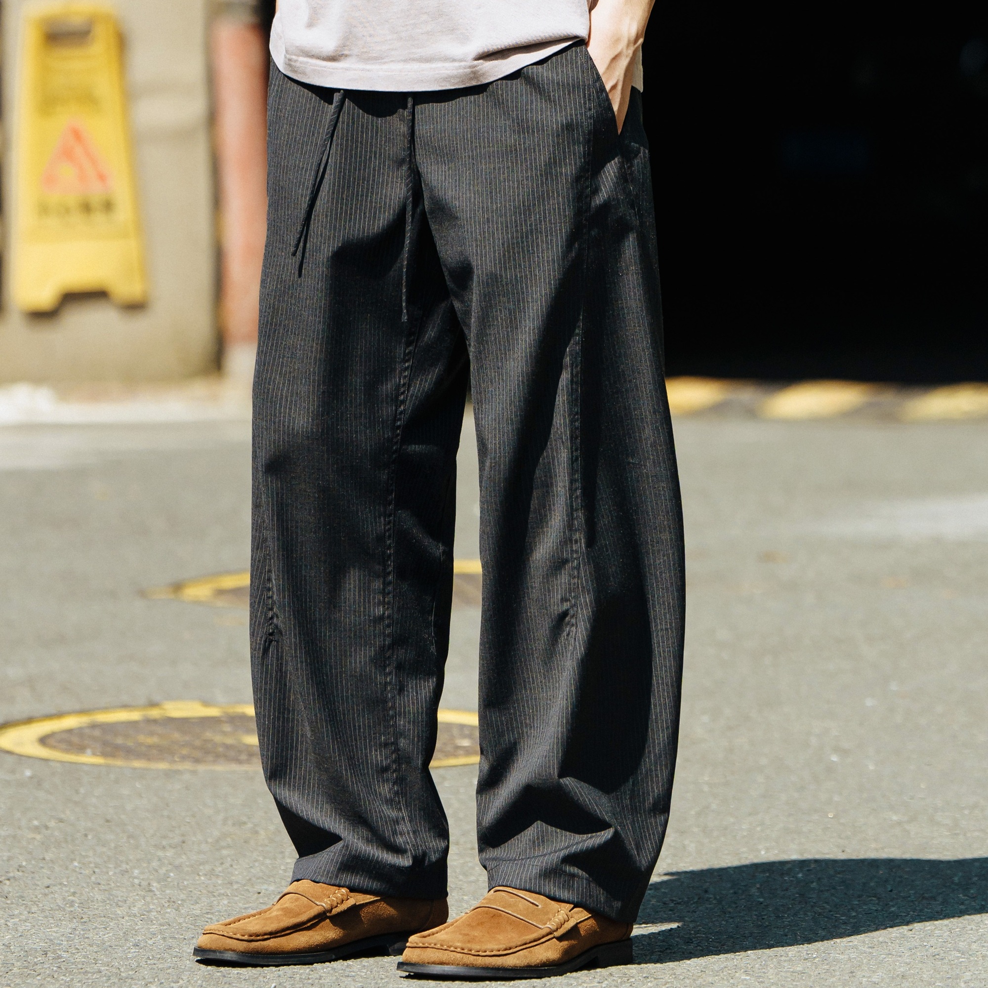 UTIMUS条纹西裤弯刀长裤休闲裤