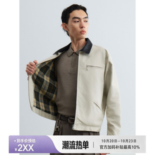 UTIMUS/J97鼹鼠皮夹克真皮领底特律外套全棉水洗工装短款休闲外套