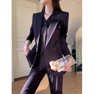 名媛职业总裁范原创西服套装 时尚 女 马甲三件套2025春季 高级感西装