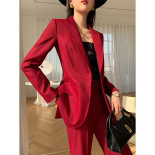 套装 气质女神范休闲微喇叭西服两件套正装 女2025新款 时尚 春季 西装