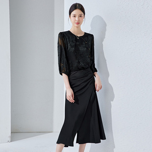 套裙2025夏季 百搭职业装 新款 场合高级感修身 正式 黑色职业女性西装