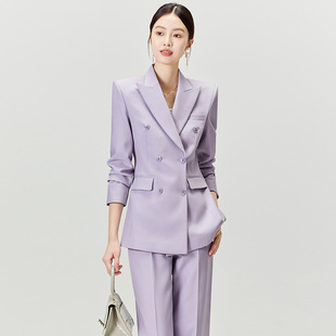 西装 优雅薰衣草色西服两件套高级商务庄重礼服 外套女2025早春新款