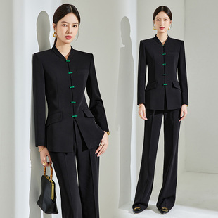 微喇裤 黑色系端庄稳重高级感西装 两件套 西服2025流行国风新款 修身