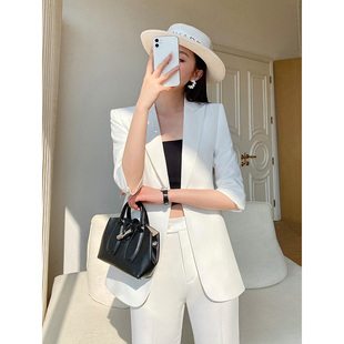 高级感西装 西服套装 减龄休闲白色短袖 夏天薄款 两件套OL 女2025新款