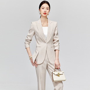 御姐风杏色系精致小香风职业套装 休闲职业西装 秋冬气质高级感时尚