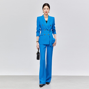 克莱因蓝修身时尚西装套装女2026春季流行新款高端通勤正装职业装