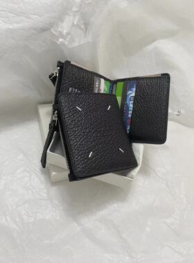 Margie11风格24ss马吉荔枝纹牛皮对折零钱卡包MMM四角标三折钱包