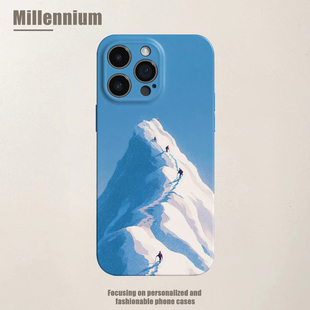 适用于iPhone17Promax攀登雪山之巅16pro手机壳15pro菲林iphoneair运动风12软壳11唯美13pro现代苹果14
