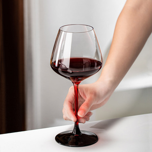 红杆水晶红酒杯2个一对家用高颜值勃艮第葡萄酒杯轻奢高档高脚杯