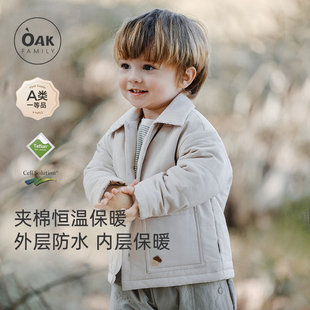 Family冬季 Oak 儿童绗棉方格短外套拼接夹棉宝宝夹克 新品