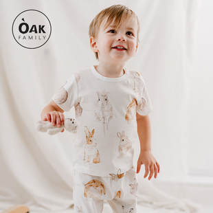 套装 Oak Family儿童短袖 薄款 纯棉男女童宝宝短裤 衣服t恤上衣夏季