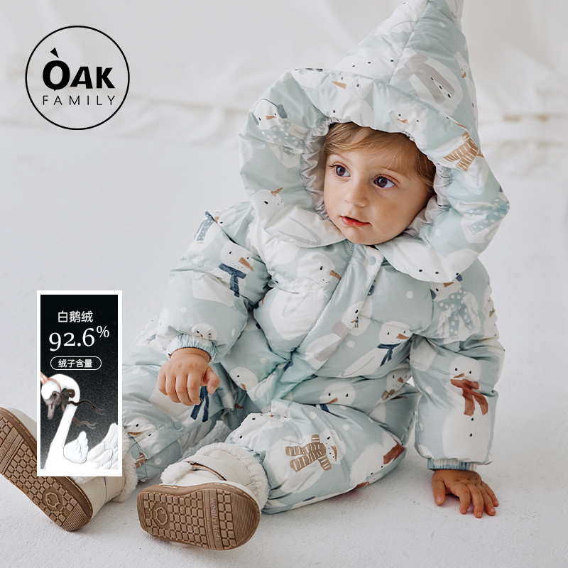 鹅绒羽绒连体衣OAKFAMILY加厚