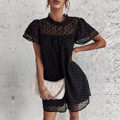 新款少女风提花连衣裙