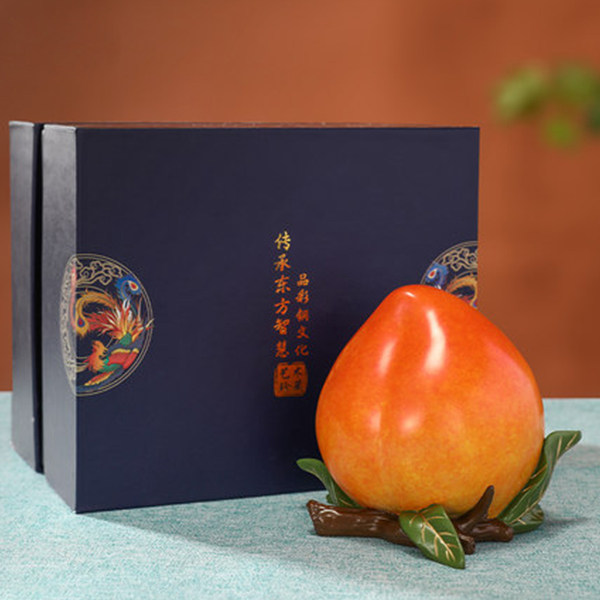 海珏工艺品铜寿桃摆件纯铜水果蟠桃客厅玄关装饰品送长辈贺寿礼品