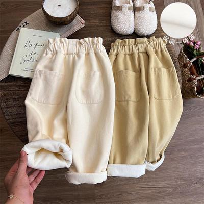 儿童加绒裤子秋冬款牛仔裤女童冬装婴儿女宝宝休闲裤加厚冬季童装