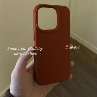1Lullaby秋冬美拉德新色ins风韩系纯色软糯真液态硅胶全包手机壳适用于苹果iphone15promax141312女生礼物