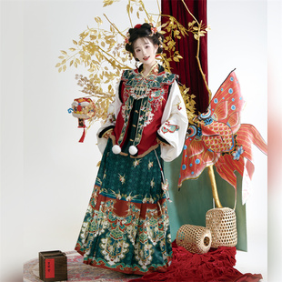 醉时阁【红鸾翠蝶】原创汉服明制绣花云肩加绒加厚比甲马面裙冬款