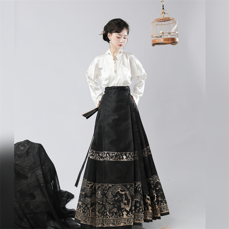 醉时阁织金马面五色显瘦自留款