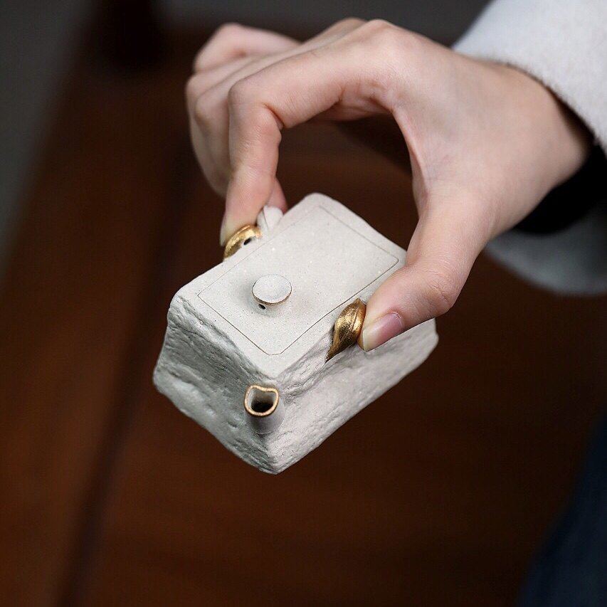 高端宜兴紫砂壶金竹石把玩器超小容量70CC手工精品小壶家用送礼