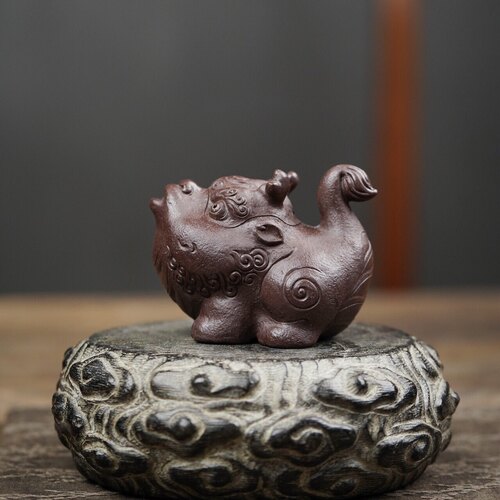 小貔貅宜兴紫砂手抓壶小容量80cc精工小壶把玩器亦可当客厅摆件