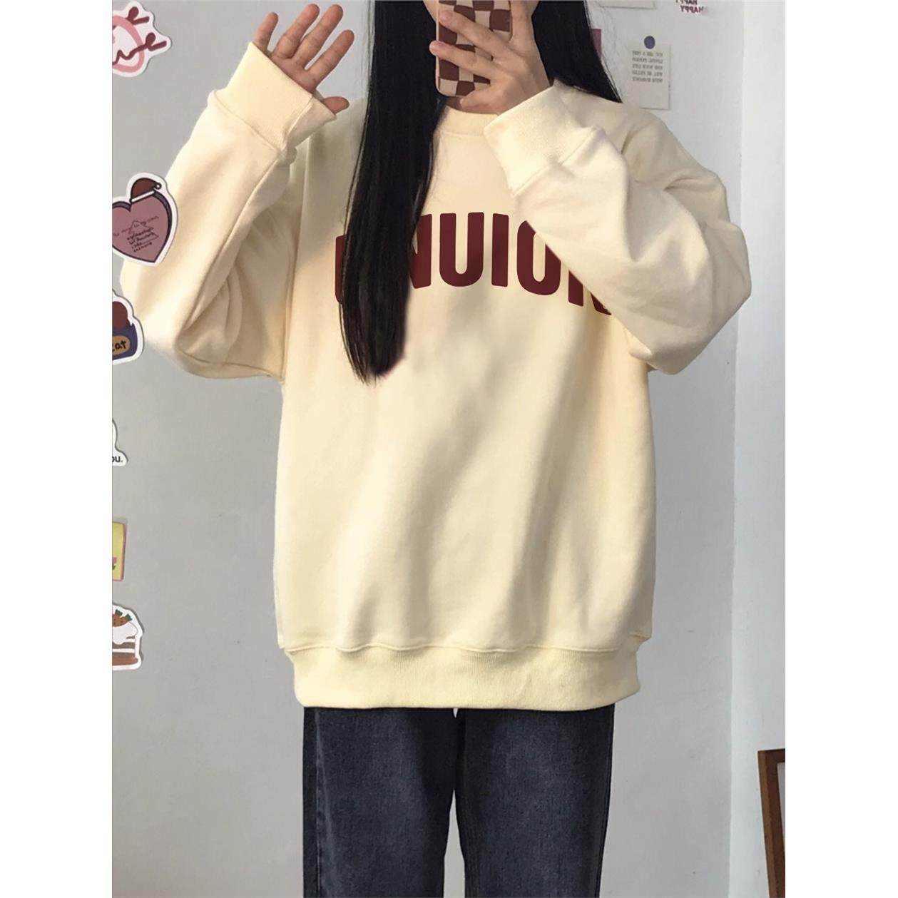 秋冬女式卫衣加绒加厚圆