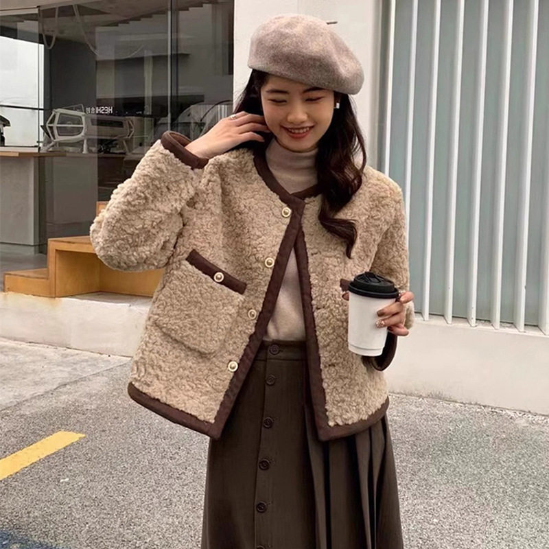 秋冬季羊羔毛绒外套女宽
