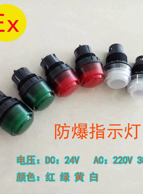 防爆信号灯开孔30mmDC24VAC220V380V红绿黄色LEDIICT6防爆指示灯
