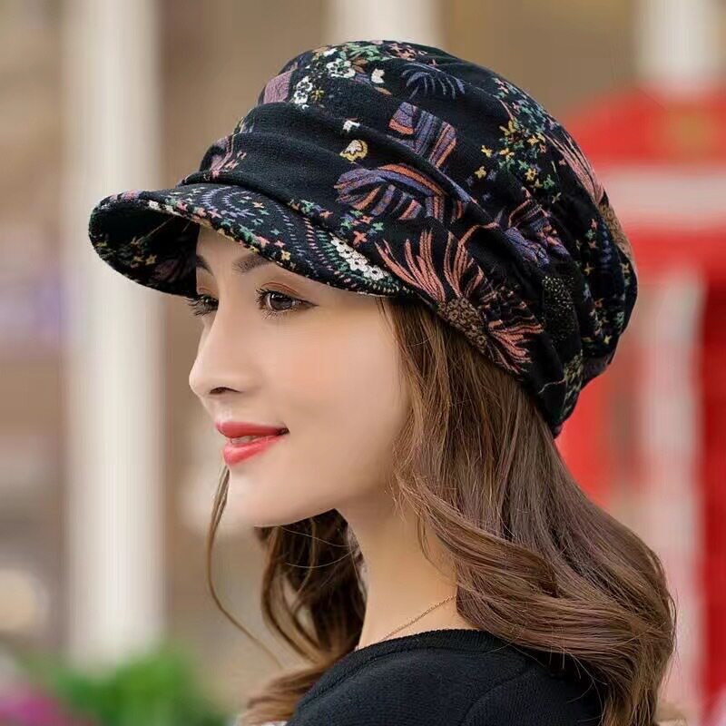 民族风帽子时尚2024新款中年妈妈女士帽秋冬韩版百搭鸭舌帽棒球帽
