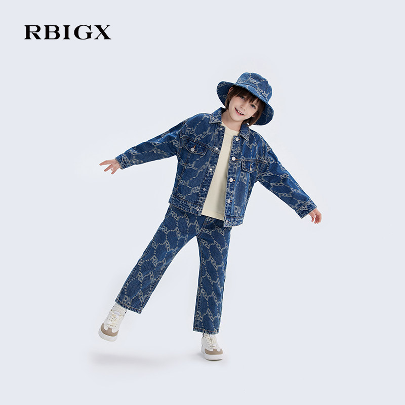 rbigx瑞比克童装2024春季新款宽松版型百搭设计感潮流牛仔裤