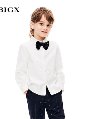 RBIGX瑞比克童装冬季新款潮流百搭帅气贵族小龙人领结衬衫