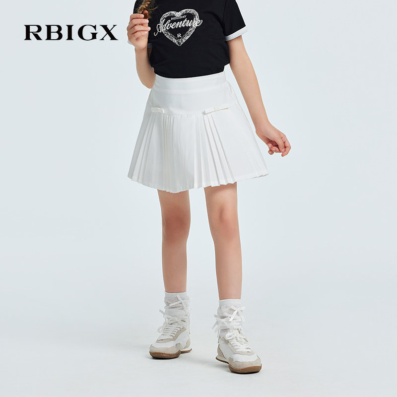 RBIGX瑞比克童装2026春季新款女童甜美设计感运动百搭百褶裙短裙