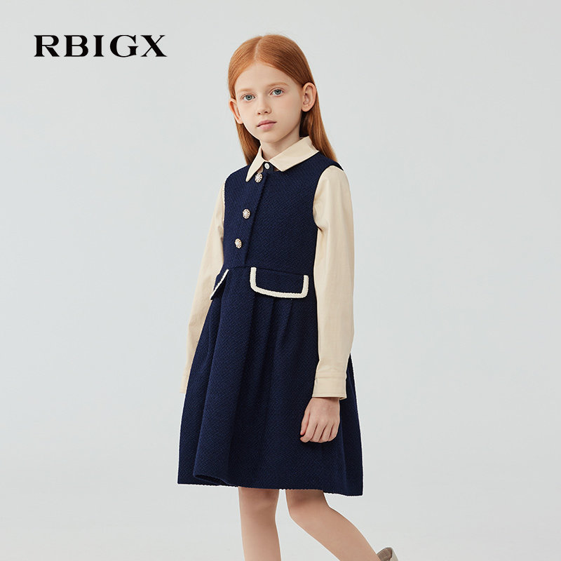 RBIGX瑞比克童装2025冬季新款学院风撞色织带小香风甜美连衣裙,童装/婴儿装/亲子装,连衣裙,淘宝优惠券,粉丝福利购,淘宝优惠卷