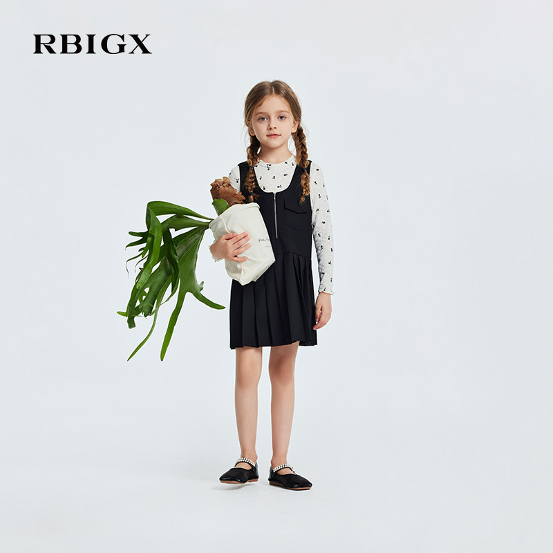 RBIGX瑞比克童装春秋针织提花弹性设计感新款长袖t恤
