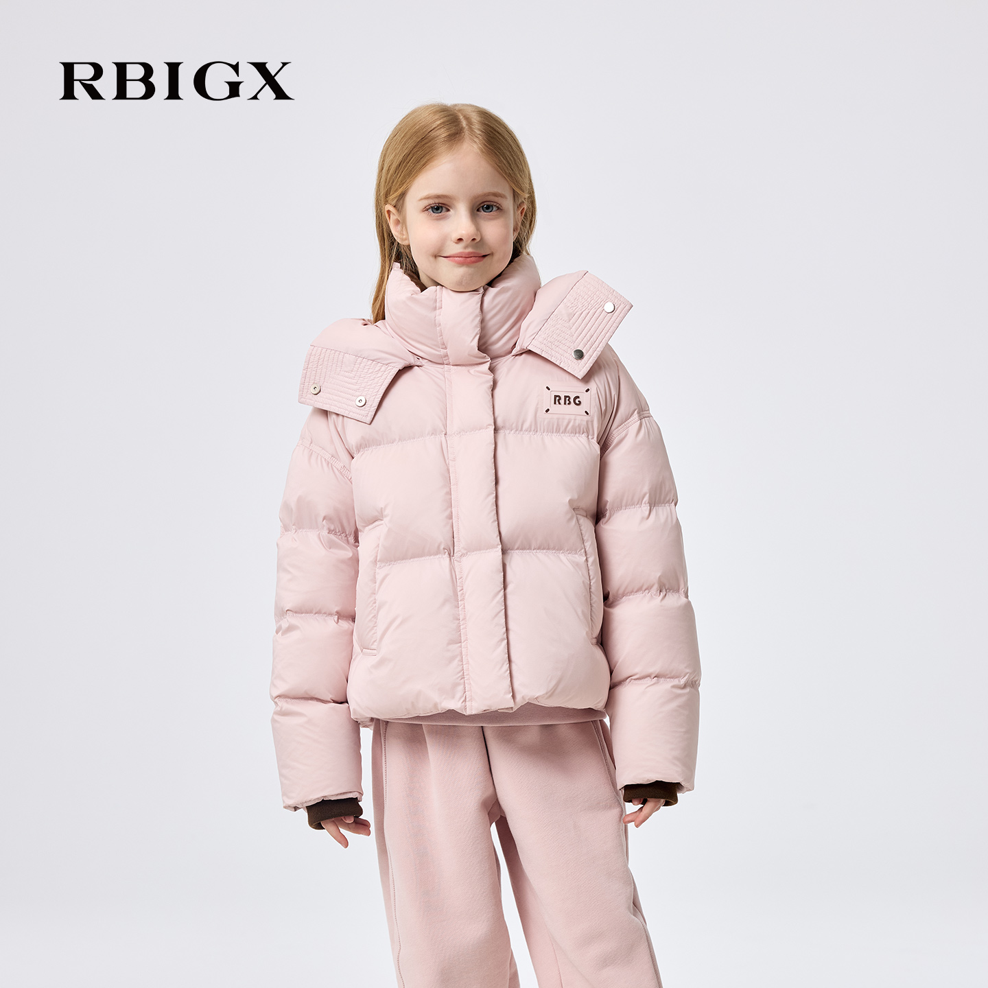 【商场同款】RBIGX瑞比克童装2025冬季新款印花撞色小香风羽绒服