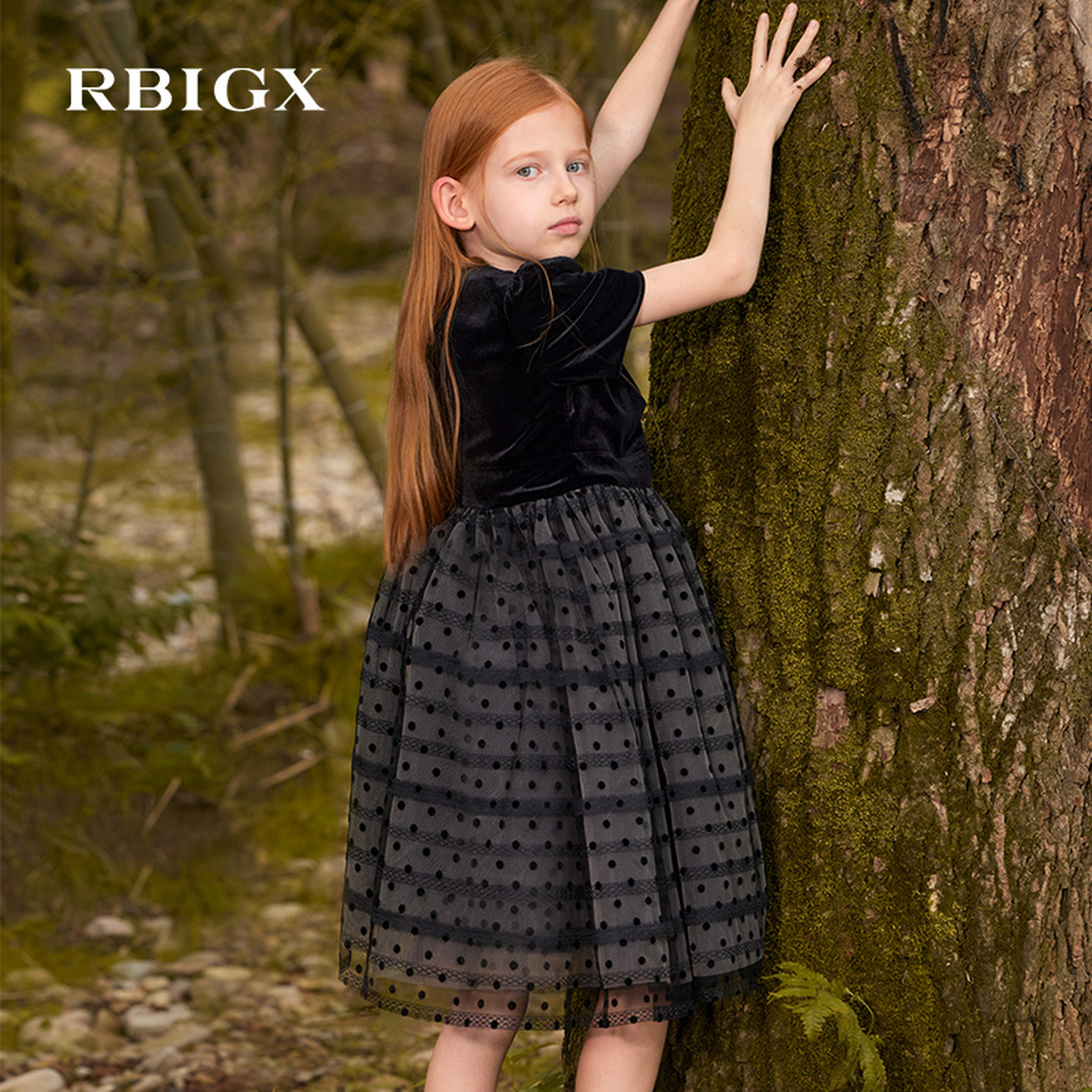 RBIGX瑞比克童装春秋短袖连衣裙女童丝绒礼服公主裙a字网纱蓬蓬裙