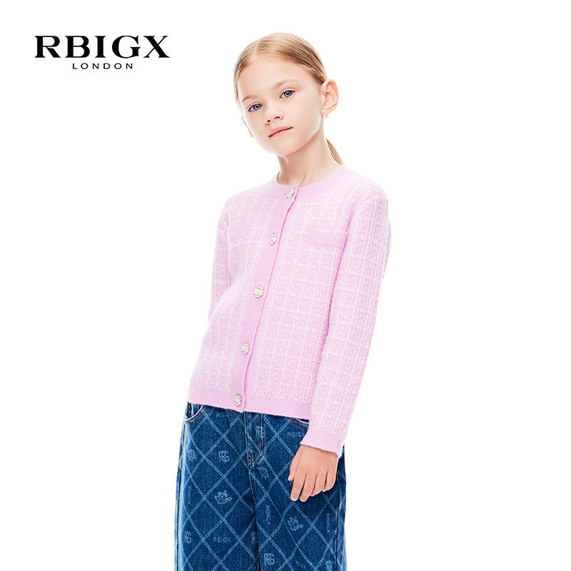 RBIGX瑞比克童装冬季新款百搭潮流女童毛衫小香风洋气公主开衫