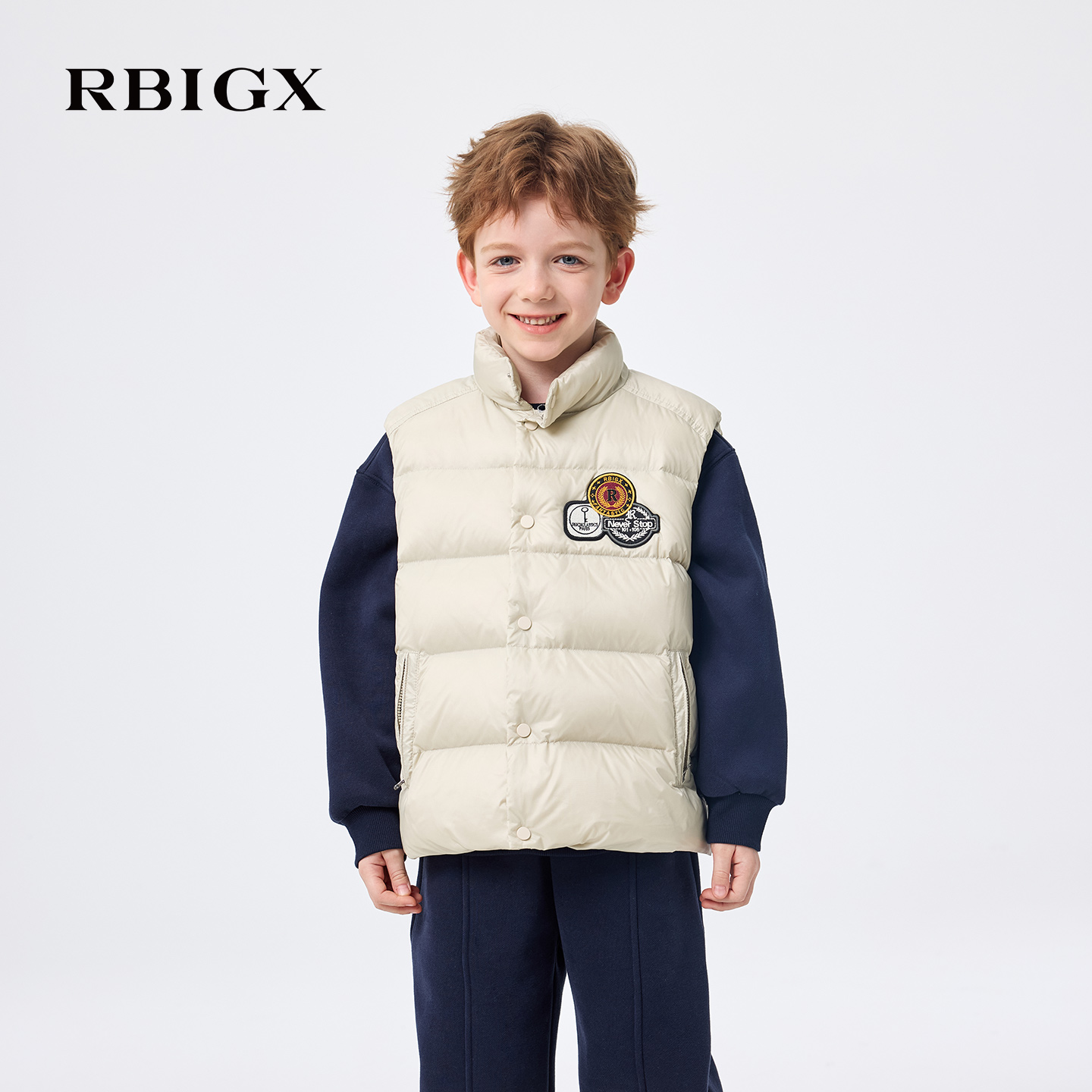 【商场同款】RBIGX瑞比克童装2025冬季新款立领学院风羽绒马甲