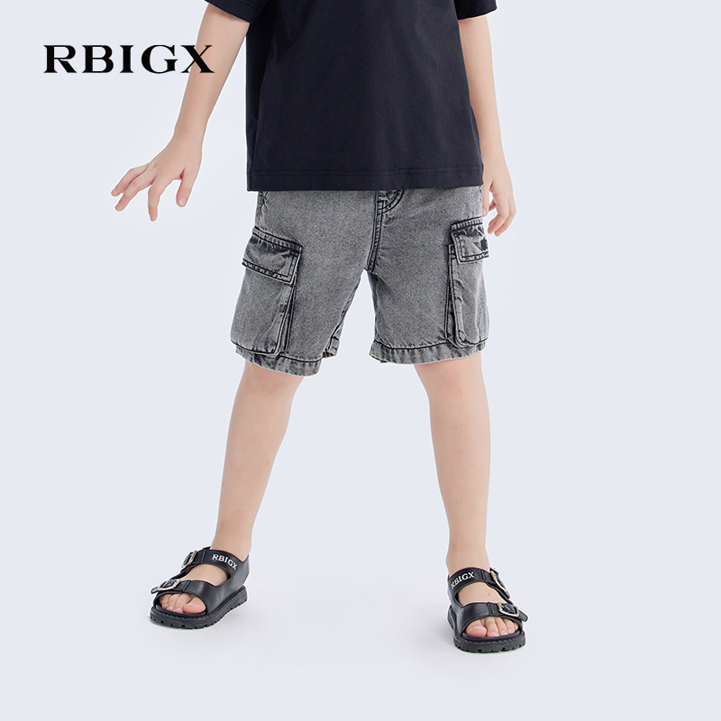 RBIGX瑞比克童装2025夏季新款天丝牛仔百搭设计感男童短裤裤子
